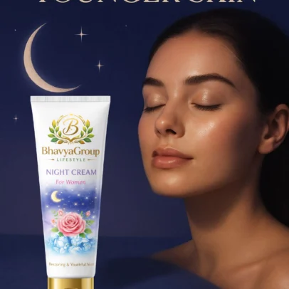 BhavyaGroup Lifestyle Rose Night Cream for Women – Overnight Skin Transformation & Youthful Restoration (50g)